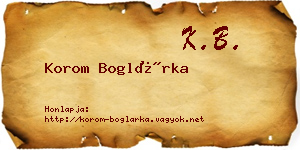 Korom Boglárka névjegykártya